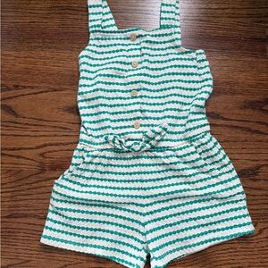 Cat & Jack Green and White Striped Sleeveless Romper